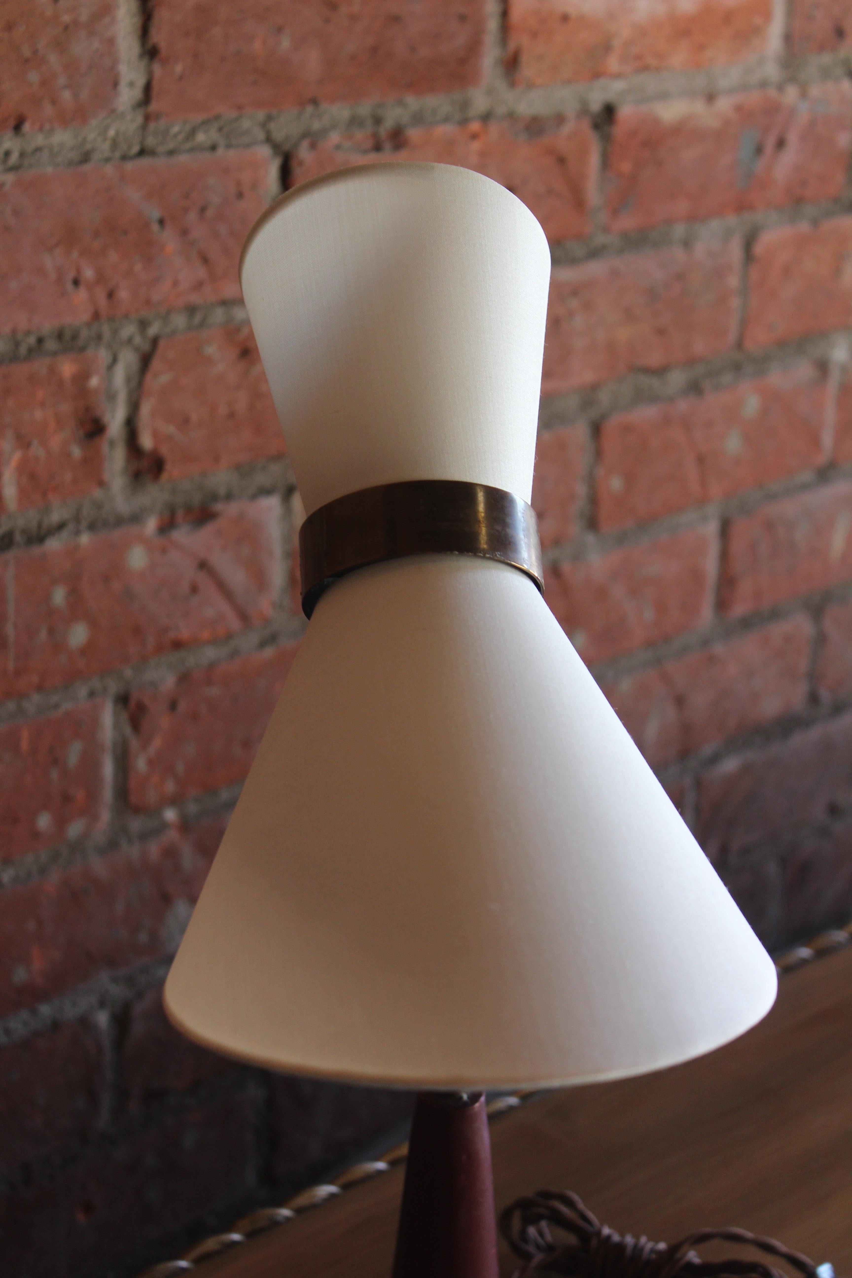 1950s Oxblood Leather Desk Lamp by Jacques Adnet, France 8