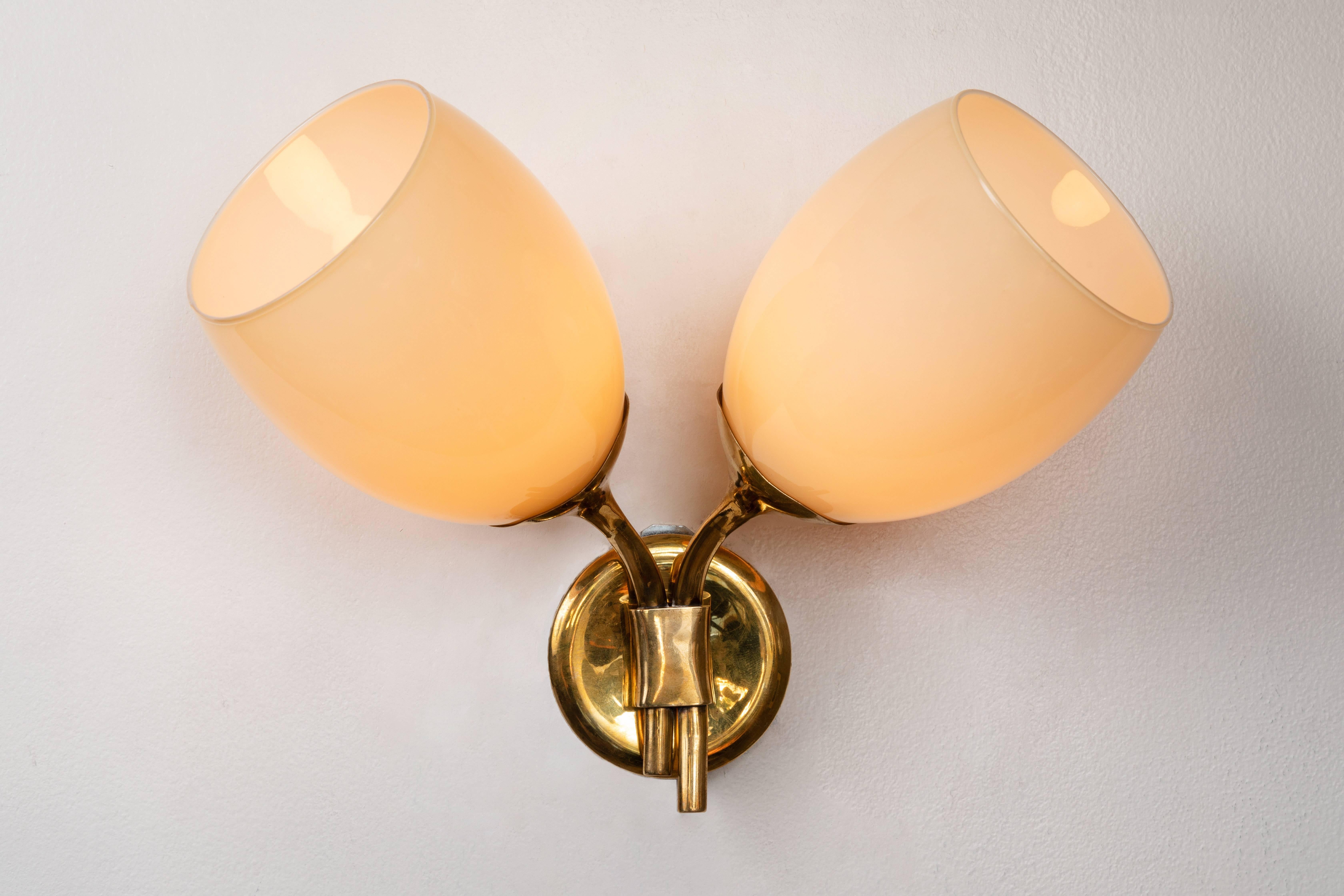 Scandinavian Modern 1950s Paavo Tynell Double-Glass Sconces for Taito Oy