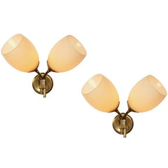 1950s Paavo Tynell Double-Glass Sconces for Taito Oy