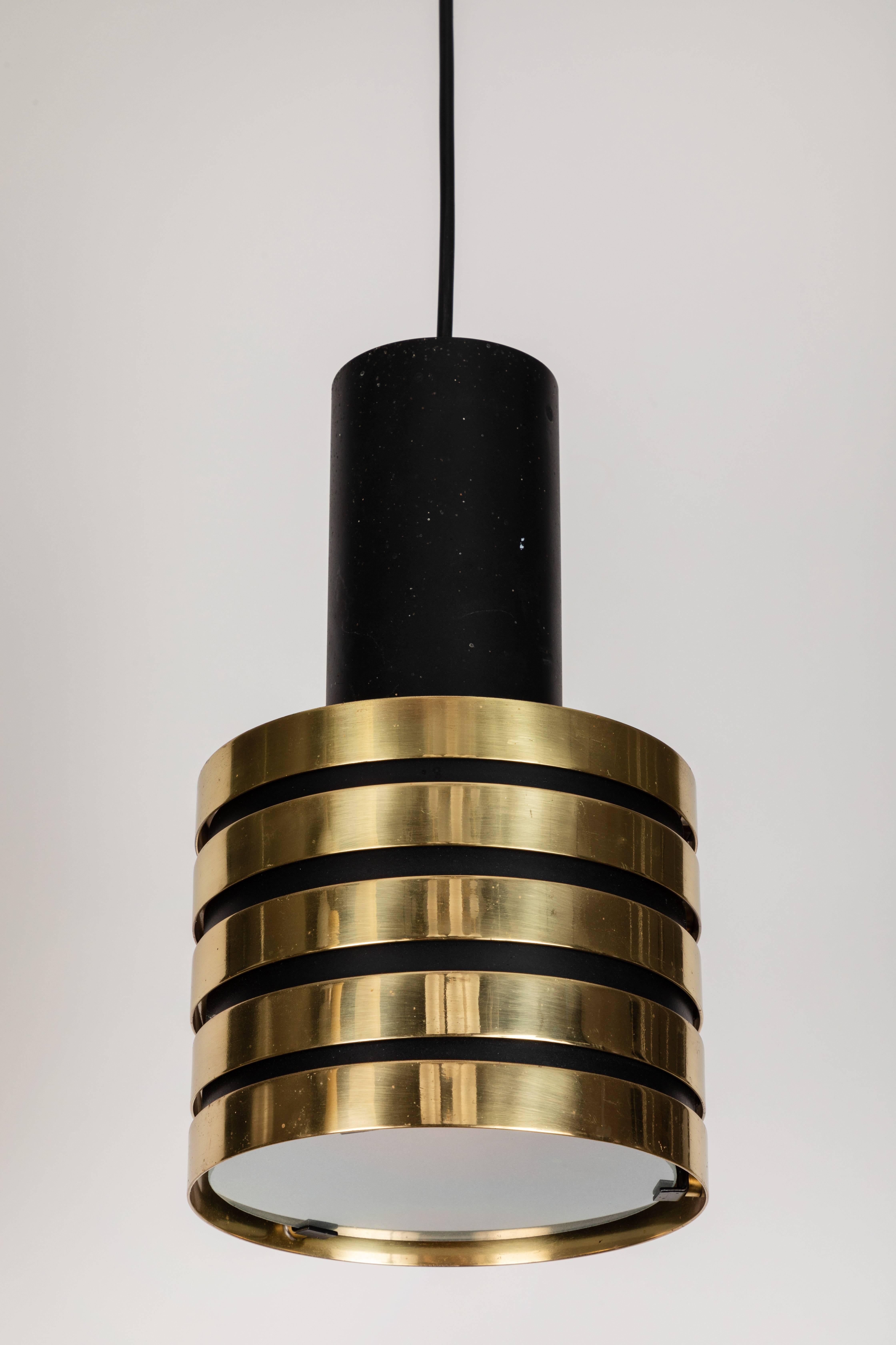 1950s Paavo Tynell K2-49 Brass and Glass Pendants for Taito Oy In Good Condition In Glendale, CA