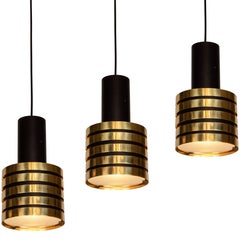1950s Paavo Tynell K2-49 Brass and Glass Pendants for Taito Oy
