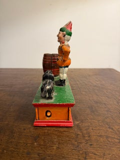 1950s Painted Vintage Cast Iron Clown Mechanical Bank from Australia