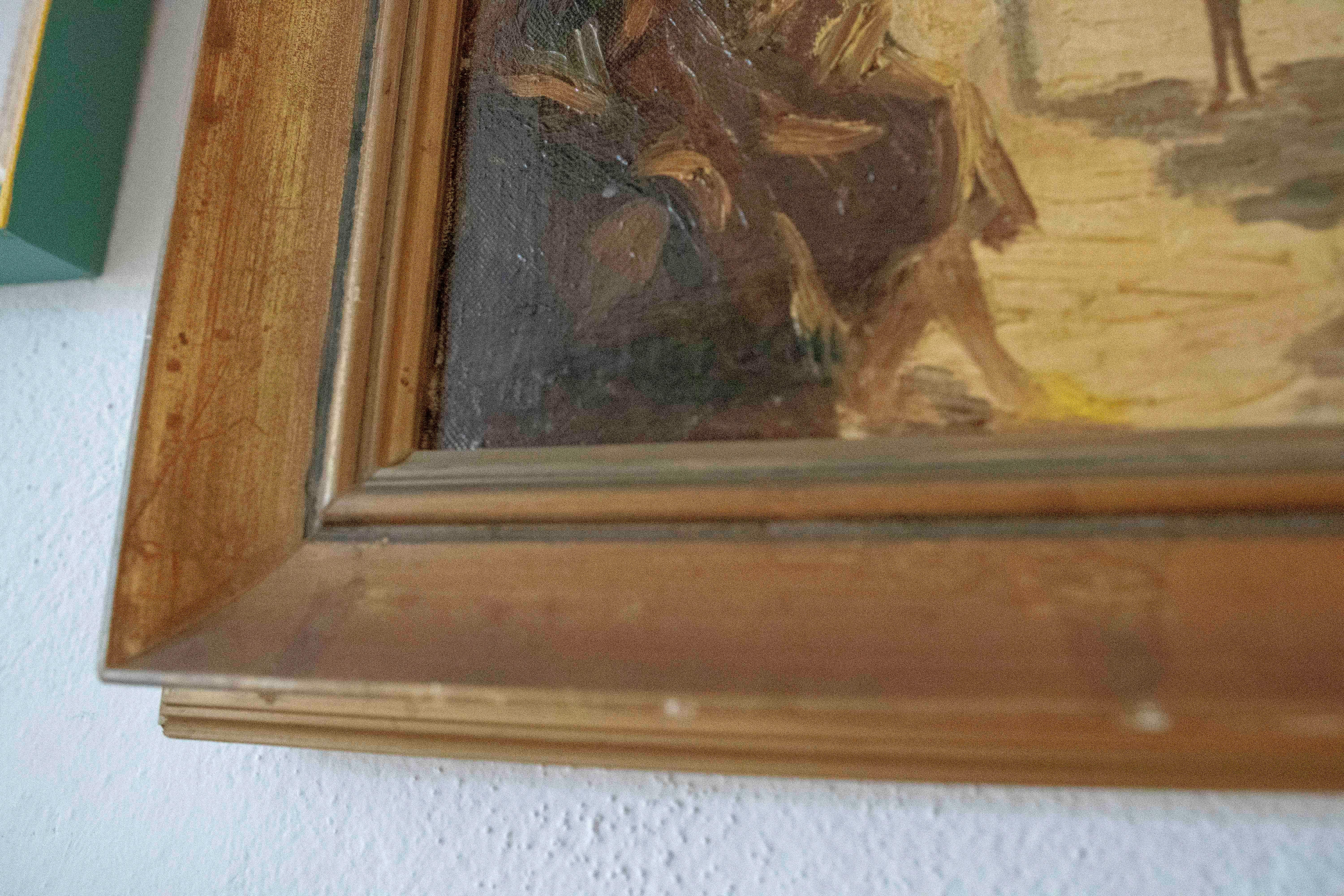 1950s Painting of a Street Scene with Figures & a Traditional Maghrebi Courtyard For Sale 1
