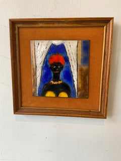 1950s Painting On Enamel Titled African Queen