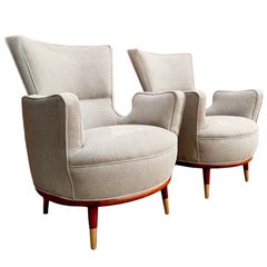 1950s Pair Arm Chair Bergere Poltrona MidCentury