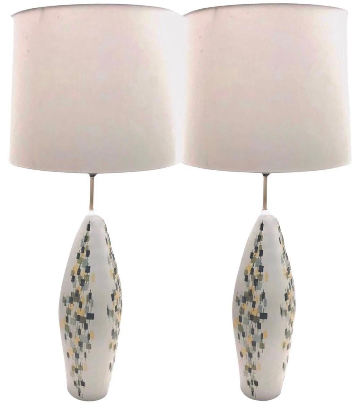 1950 Coppia di enormi lampade da tavolo Aldo Londi Bitossi Raymor Mid Century Modern Italia in vendita 4