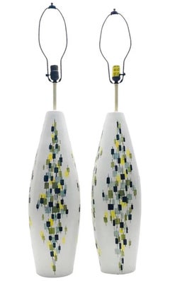 1950s Pair Huge Aldo Londi Bitossi Raymor Mid Century Modern Table Lamp Italy