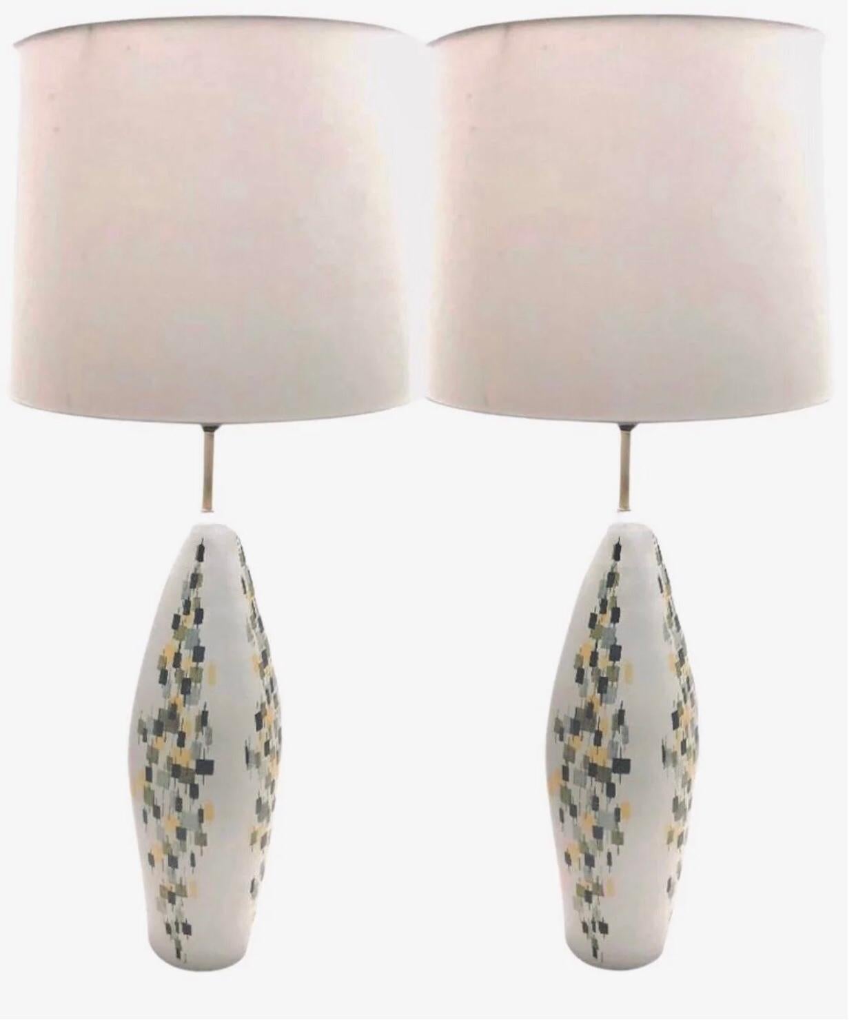 Mid-Century moderno 1950 Coppia di enormi lampade da tavolo Aldo Londi Bitossi Raymor Mid Century Modern Italia in vendita