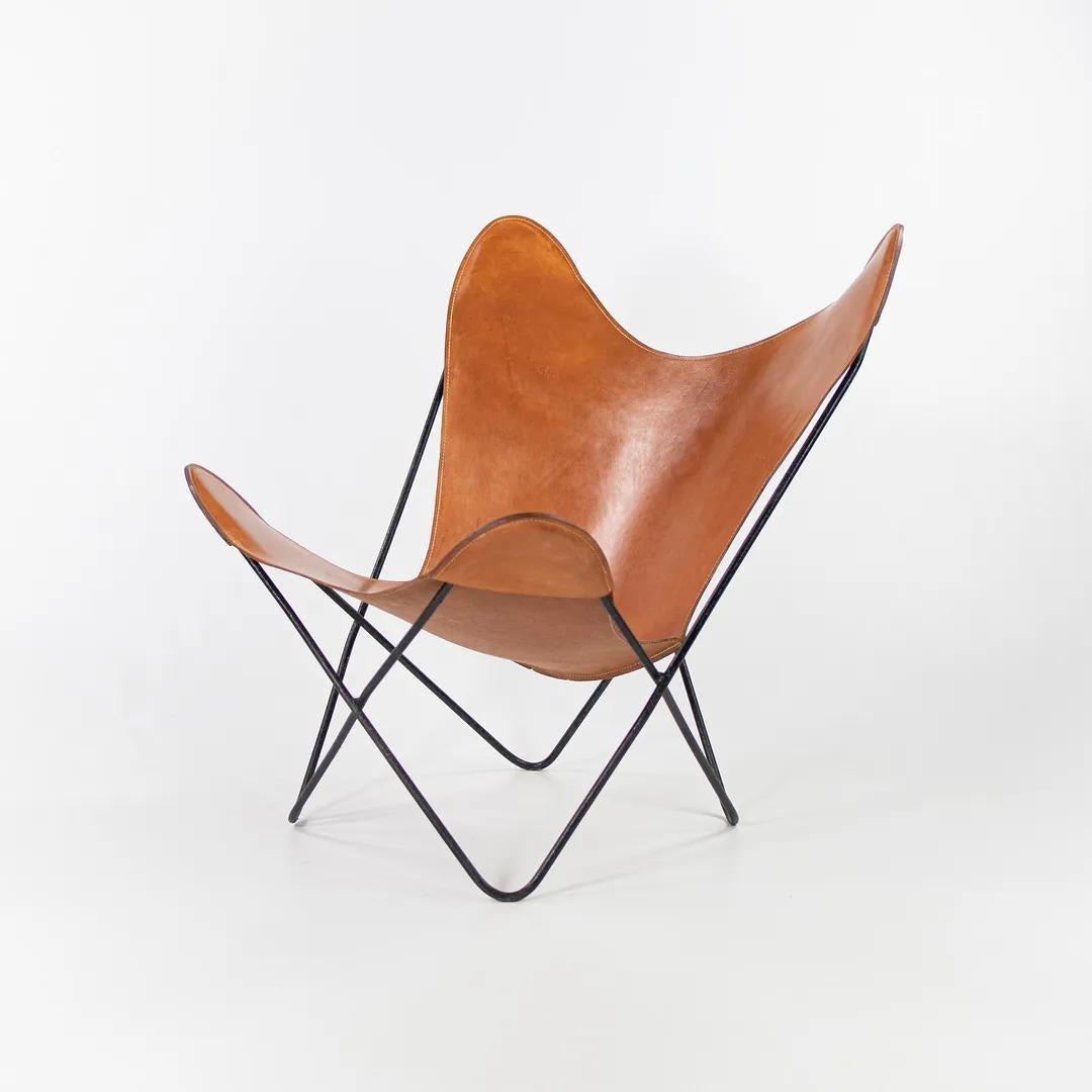 Mid-20th Century 1950s Pair Knoll Leather Butterfly Chairs Jorge Ferrari Hardoy Bonet and Kurchan For Sale