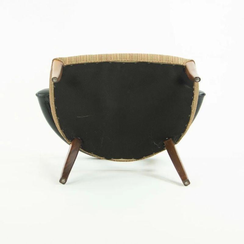 1950's Pair Mid Century Modern Danish Walnut Upholstered Barrel Arm Chairs im Angebot 3