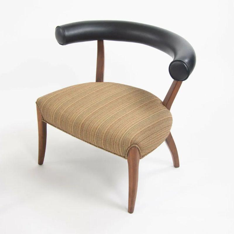 1950's Pair Mid Century Modern Danish Walnut Upholstered Barrel Arm Chairs For Sale 5
