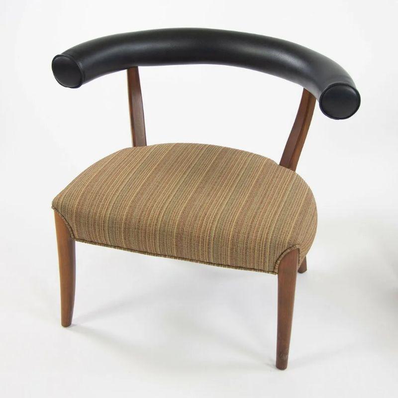 1950's Pair Mid Century Modern Danish Walnut Upholstered Barrel Arm Chairs im Angebot 5
