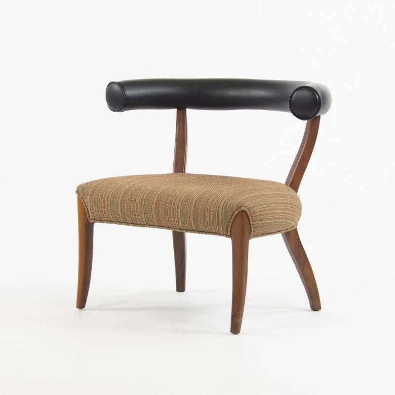 1950's Pair Mid Century Modern Danish Walnut Upholstered Barrel Arm Chairs (Moderne) im Angebot