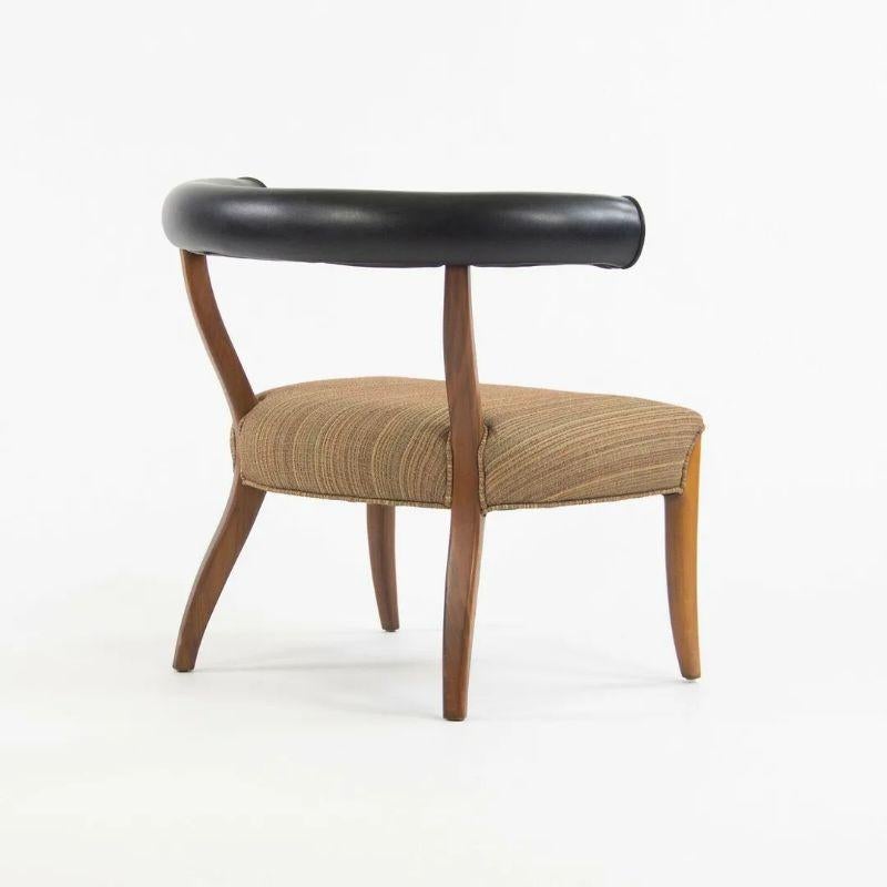 1950's Pair Mid Century Modern Danish Walnut Upholstered Barrel Arm Chairs im Angebot 2