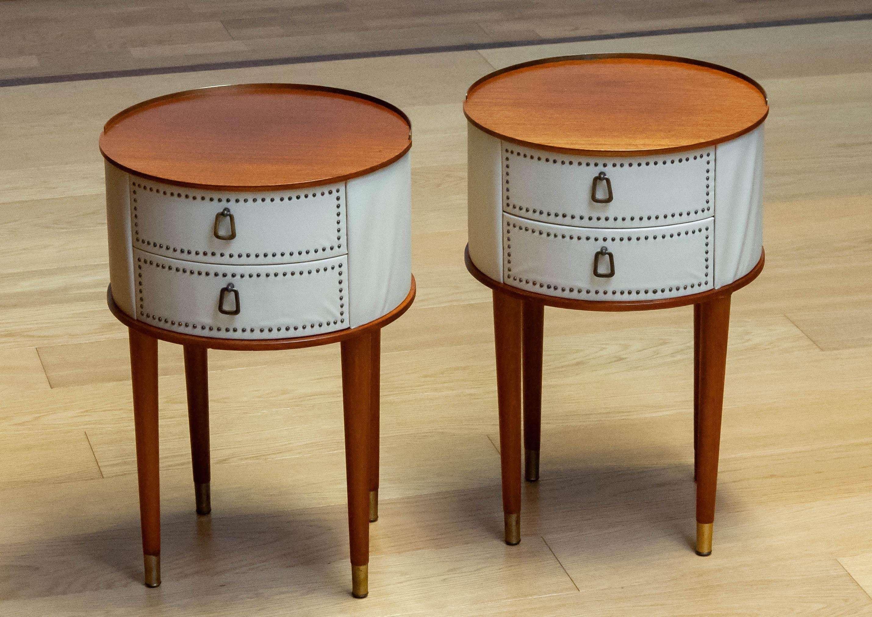 Mid-Century Modern 1950s Pair Nailed Swedish Night Stands By Halvdan Pettersson For Tibro For Sale