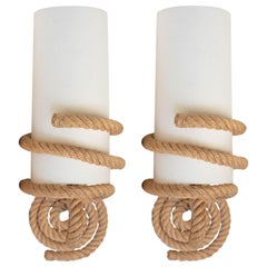 1950s Pair Od Audoux Minet Rope Sconces