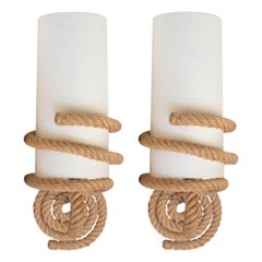 1950s Pair of Audoux Minet Rope Sconces