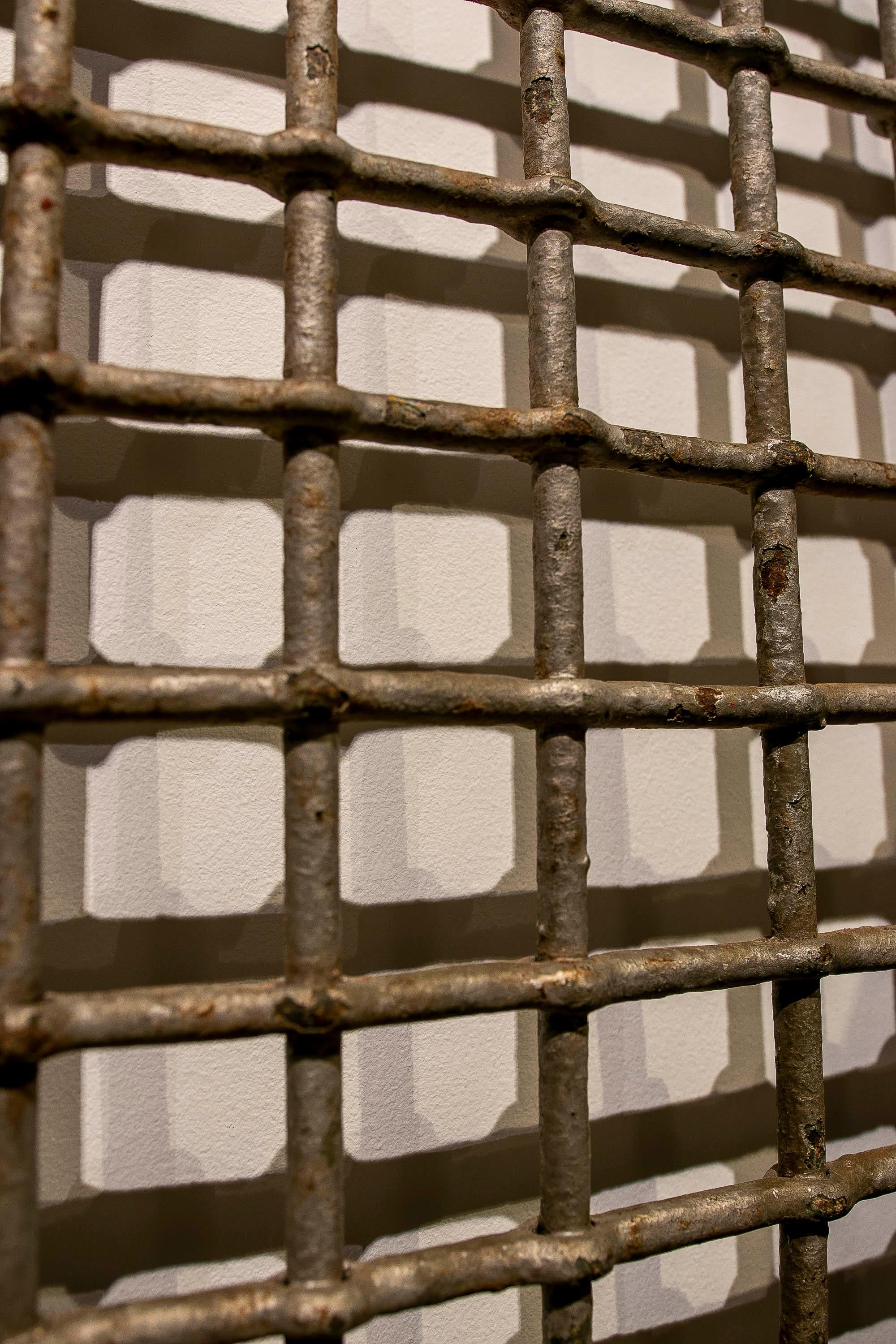 1950s Pair of Antique Carved Iron Grilles with Original Polychrome Frame For Sale 5