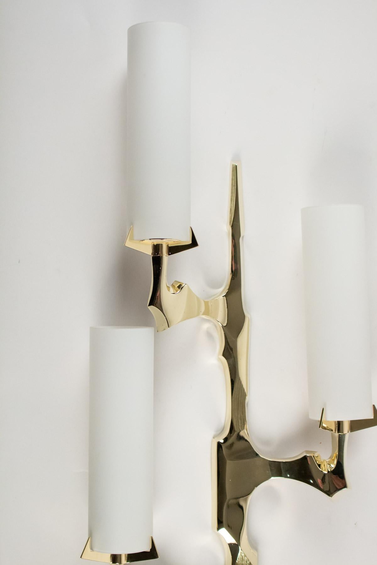 Mid-20th Century 1950s Pair of Arlus Bronze Sconces