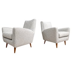 Pareja de sillones de los años 50 de Giuseppe Scapinelli en madera noble y chenilla