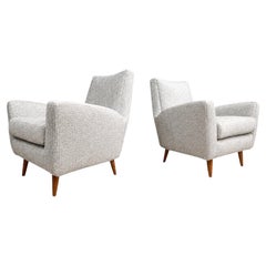1950s Pair of Armchairs by Giuseppe Scapinelli in Hardwood & Chenille