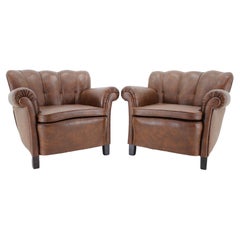 1950s Pair of Armchairs in Leatherette, Czehoslovakia