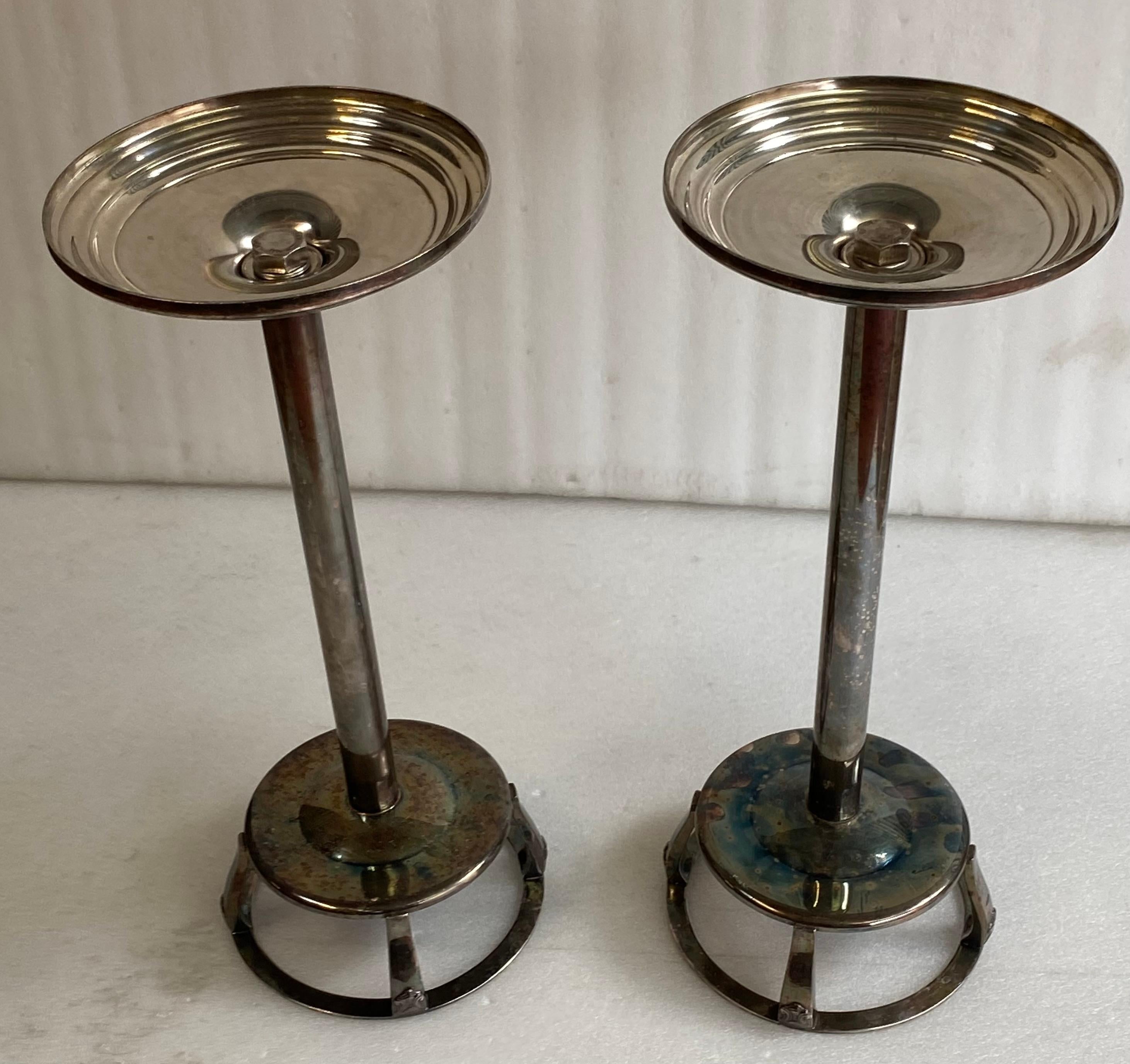 1950er Jahre Paar Art Deco Stil versilbert Champagner Eimer servieren Sets signiert im Angebot 6