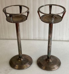 1950s Pair Of Art Deco Style Silver Plated Champagne Bucket Serving Sets Signed