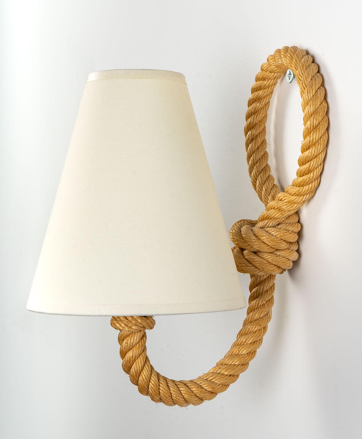 Mid-20th Century 1950s Pair of Audoux and Minet Rope Sconces