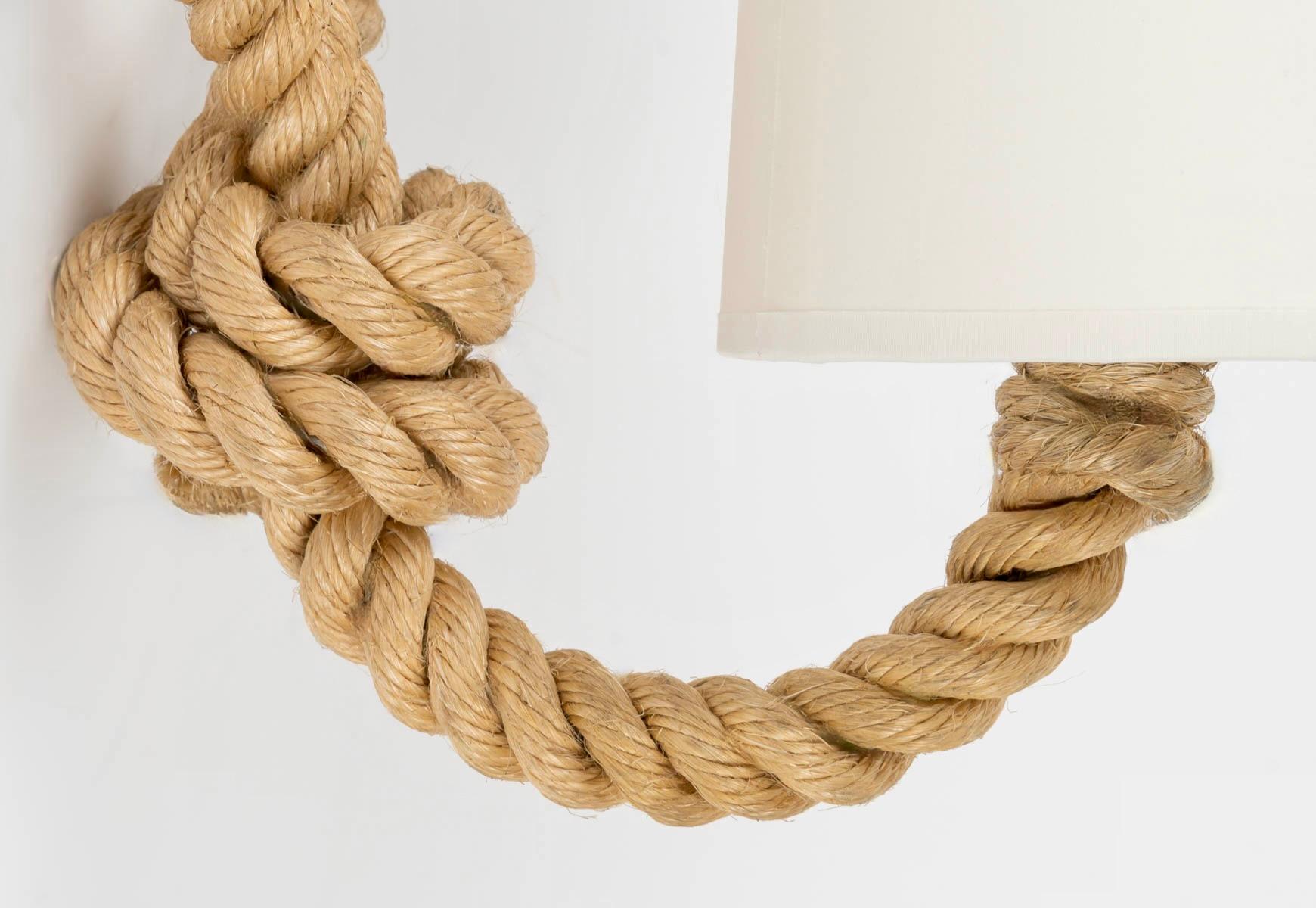 Mid-20th Century 1950s Pair of Audoux and Minet Rope Sconces For Sale