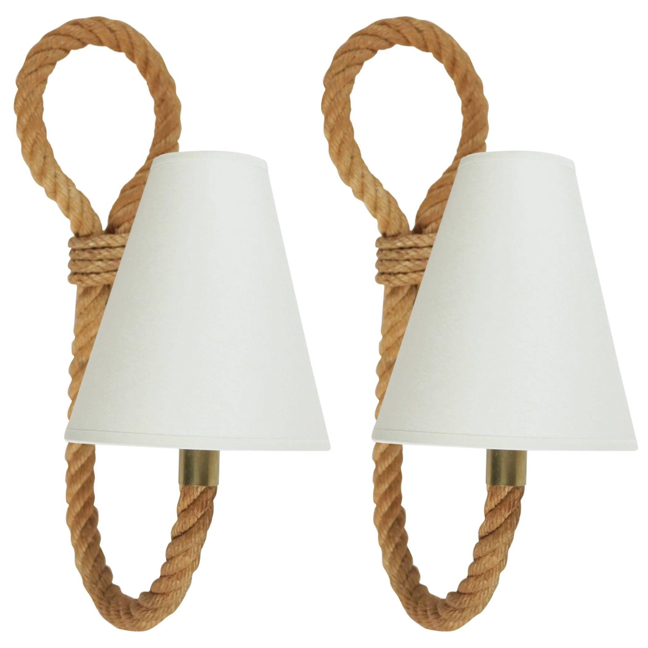 1950s Pair of Audoux and Minet Rope Sconces