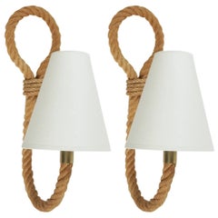 1950s Pair of Audoux and Minet Rope Sconces