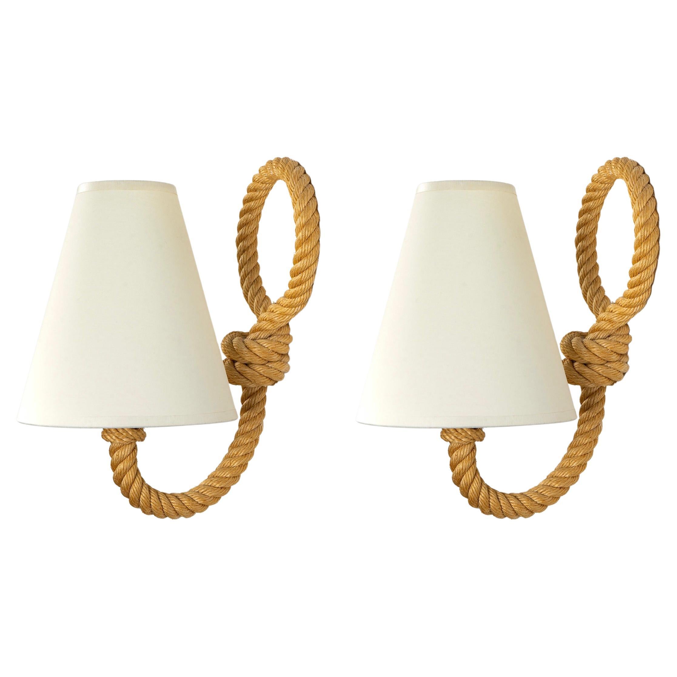 1950s Pair of Audoux and Minet Rope Sconces