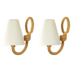 1950s Pair of Audoux and Minet Rope Sconces