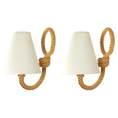 1950s Pair of Audoux and Minet Rope Sconces