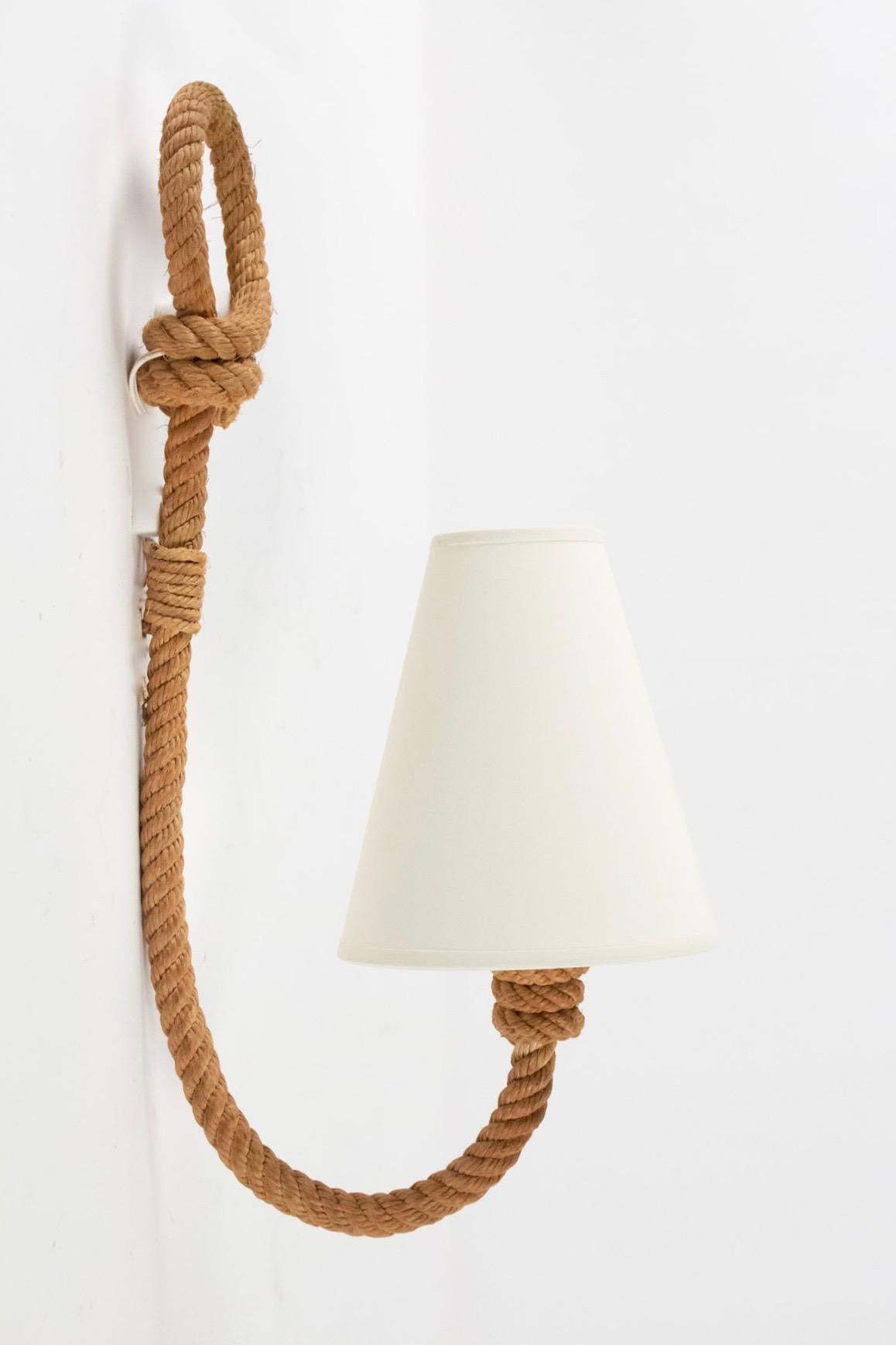 French 1950s Pair of Audoux & Minet Rope Sconces