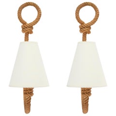 1950s Pair of Audoux & Minet Rope Sconces