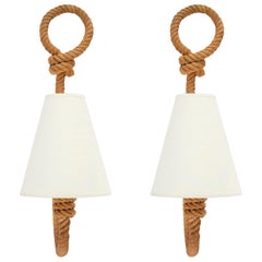 1950s Pair of Audoux & Minet Rope Sconces