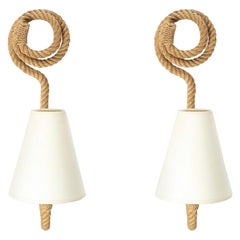 1950s Pair of Audoux Minet Rope Sconces