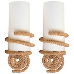 1950s Pair of Audoux Minet Rope Sconces