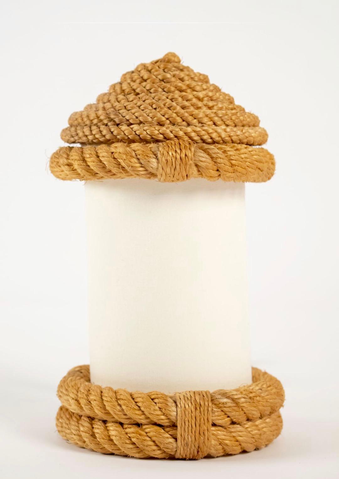 Mid-20th Century 1950s Pair of Audoux & Minet Rope Table Lanterns