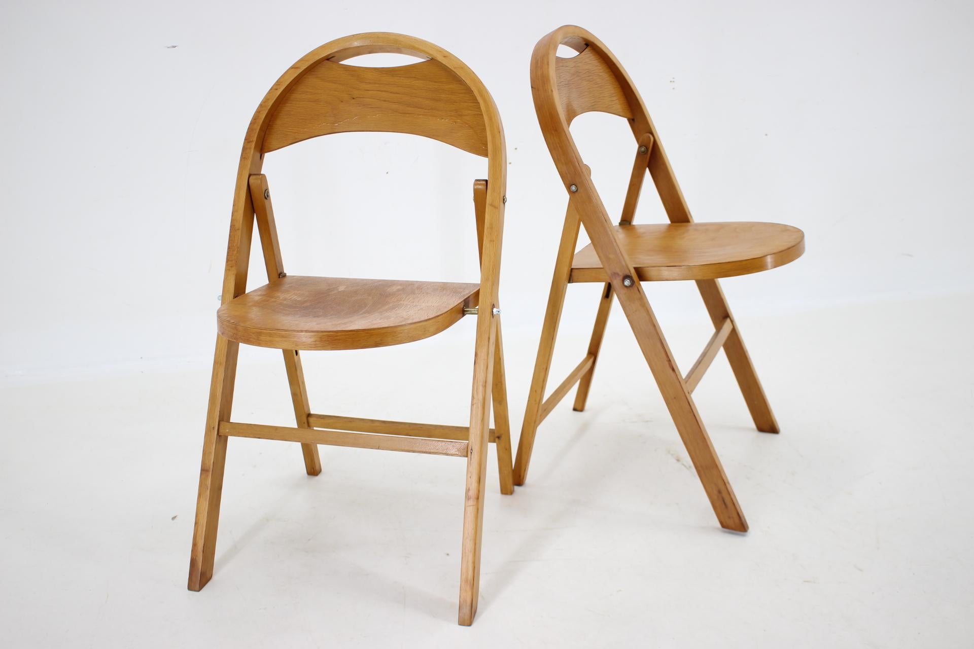 1950s Pair of B751 Folding Chair from Thonet/Ligna, Czechoslovakia For Sale 5