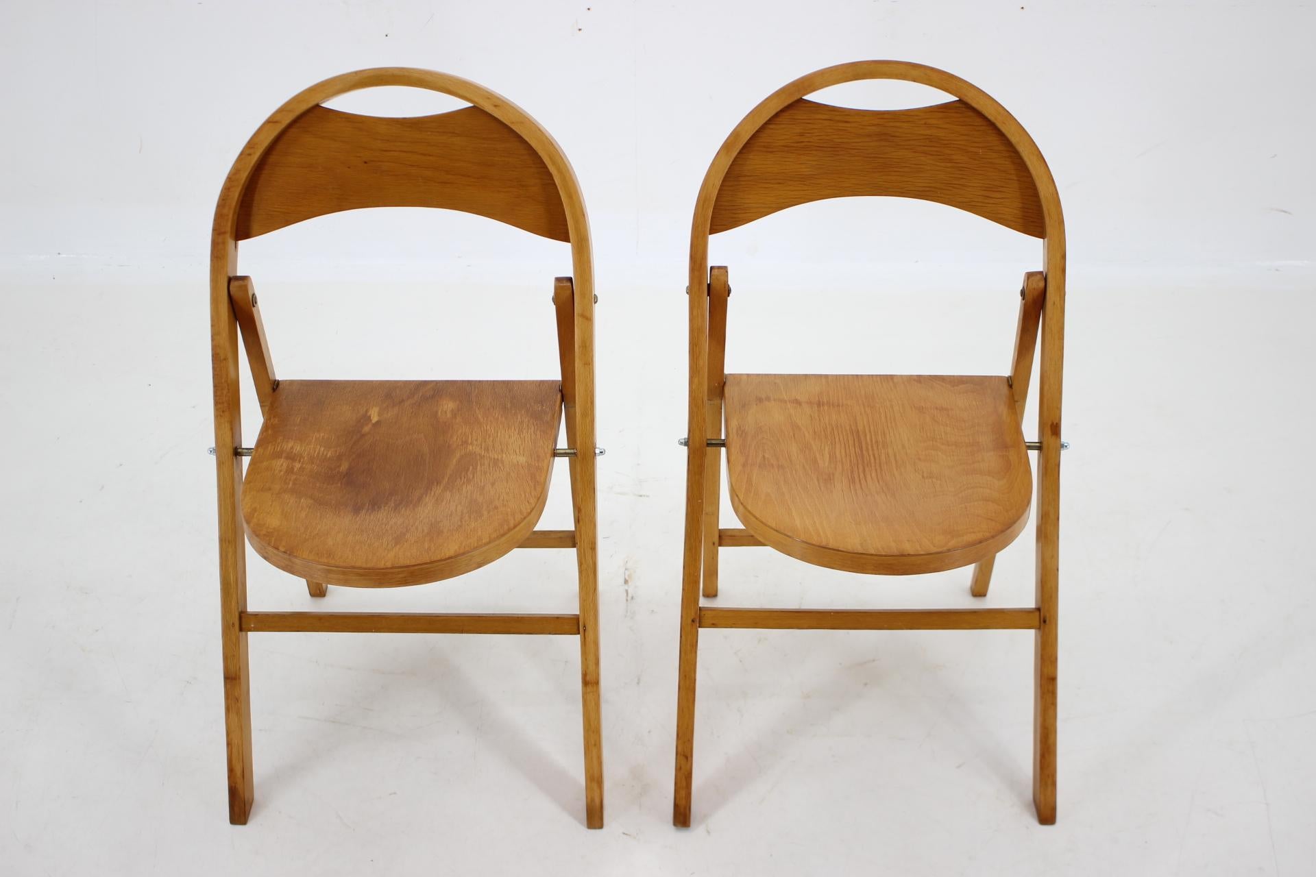 1950s Pair of B751 Folding Chair from Thonet/Ligna, Czechoslovakia In Good Condition For Sale In Praha, CZ