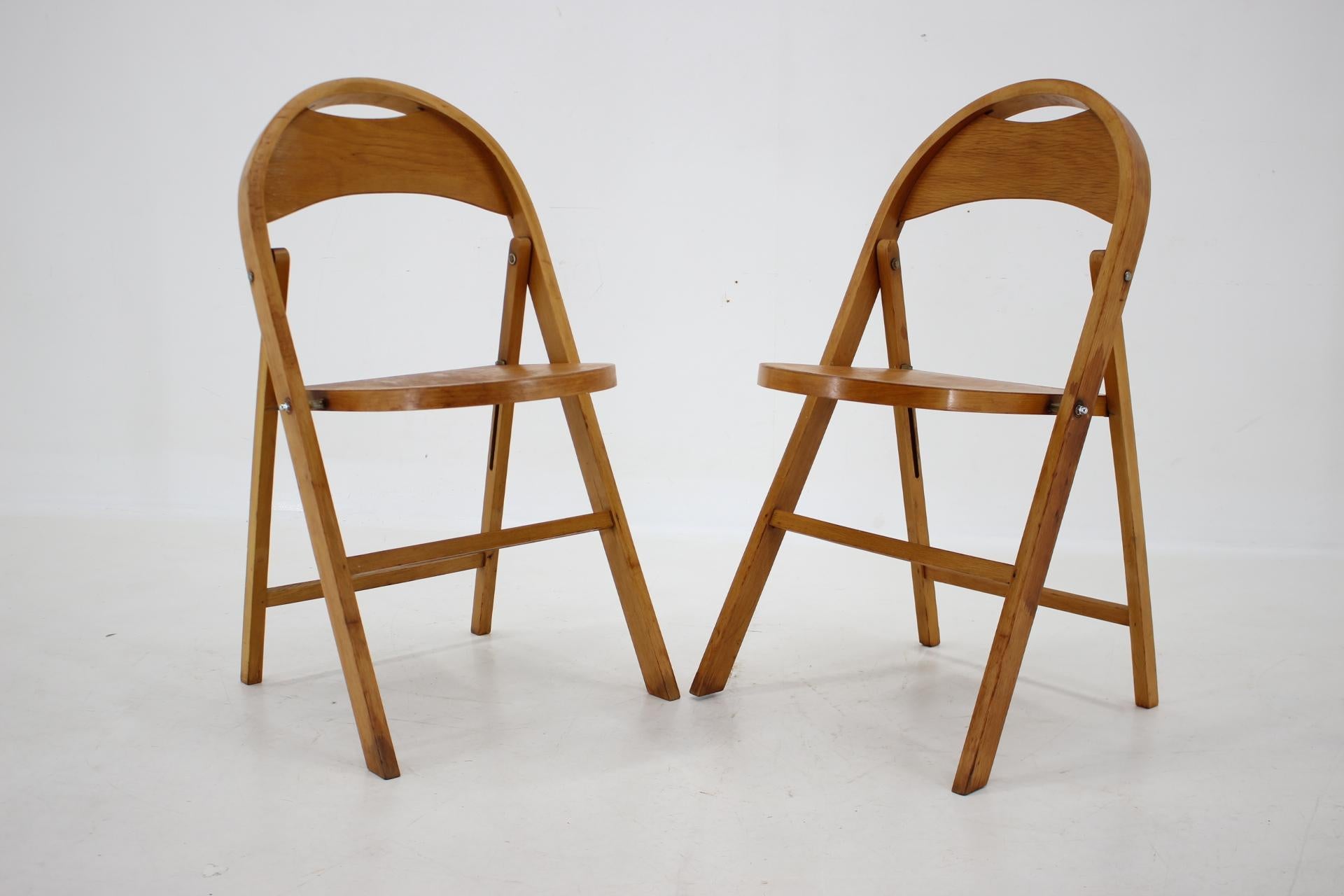 Mid-Century Modern 1950s Pair of B751 Folding Chair from Thonet/Ligna, Czechoslovakia For Sale