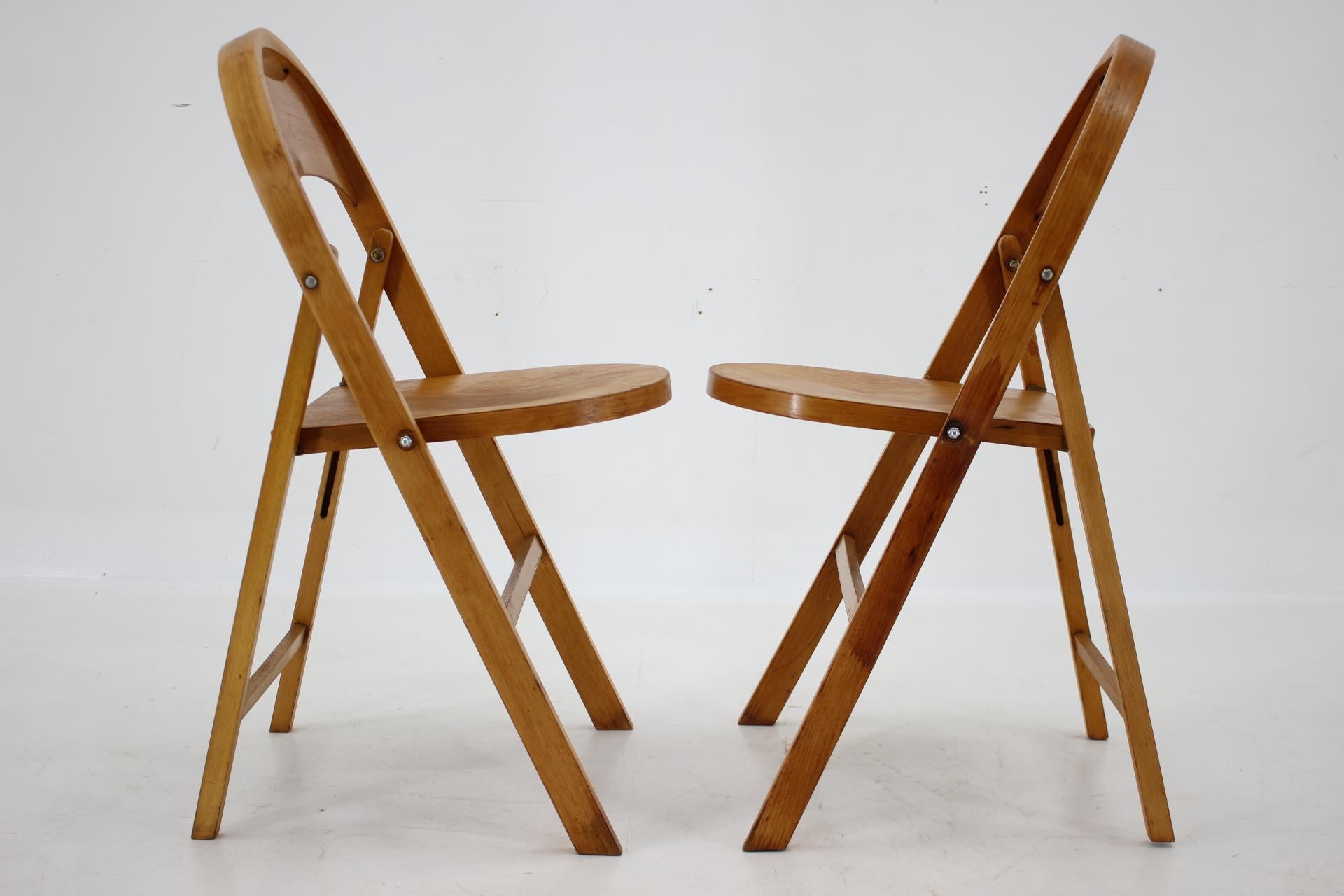 Wood 1950s Pair of B751 Folding Chair from Thonet/Ligna, Czechoslovakia For Sale