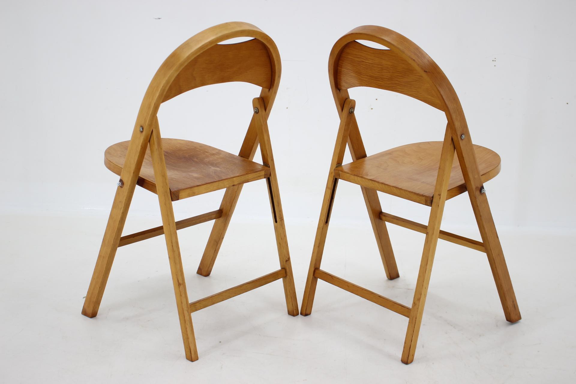 1950s Pair of B751 Folding Chair from Thonet/Ligna, Czechoslovakia For Sale 1