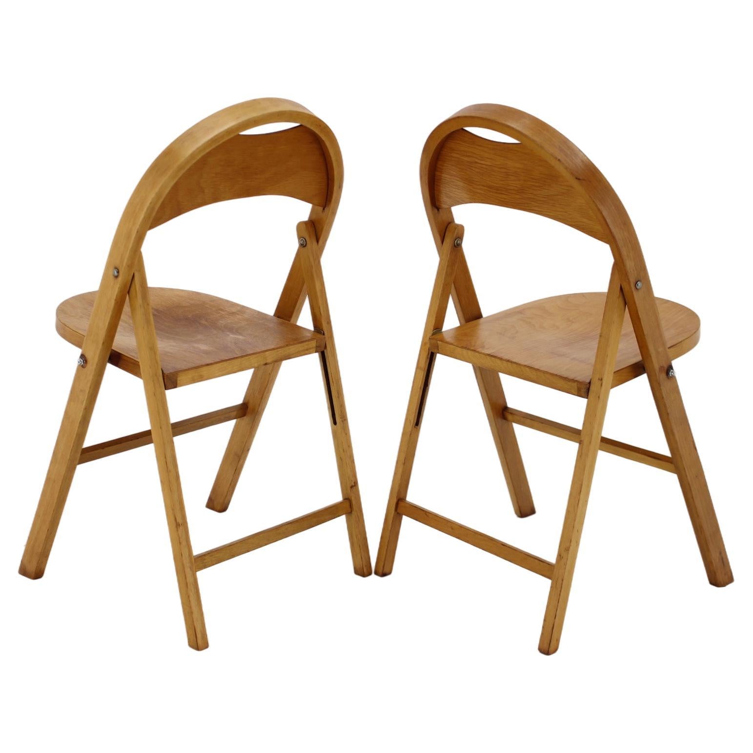 1950s Pair of B751 Folding Chair from Thonet/Ligna, Czechoslovakia For Sale