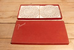 1950s Pair of Baccarat Crystal Wine Bottle Plates with Case