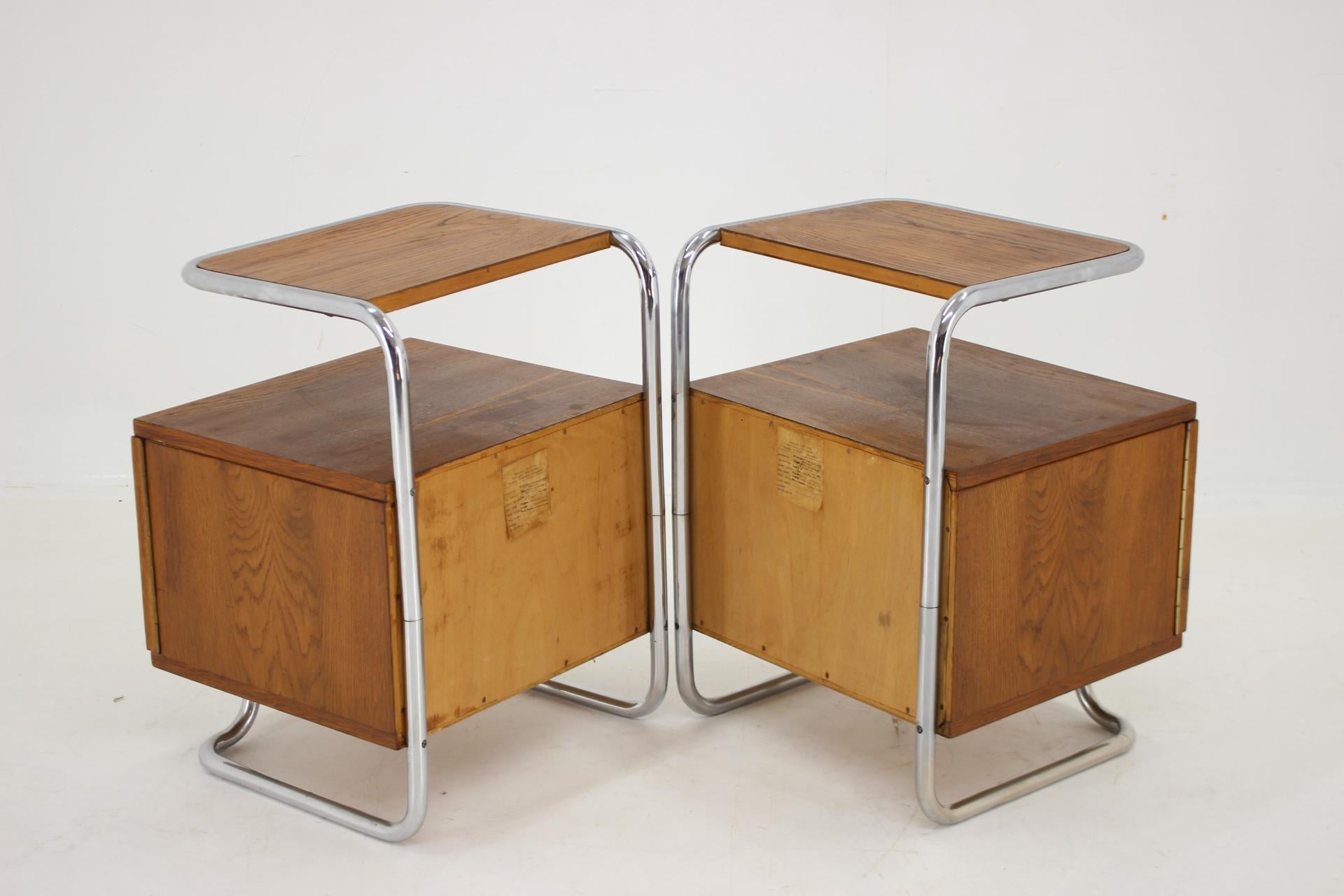 1950s Pair of Bauhaus Bedside Tables, Czechoslovakia  2