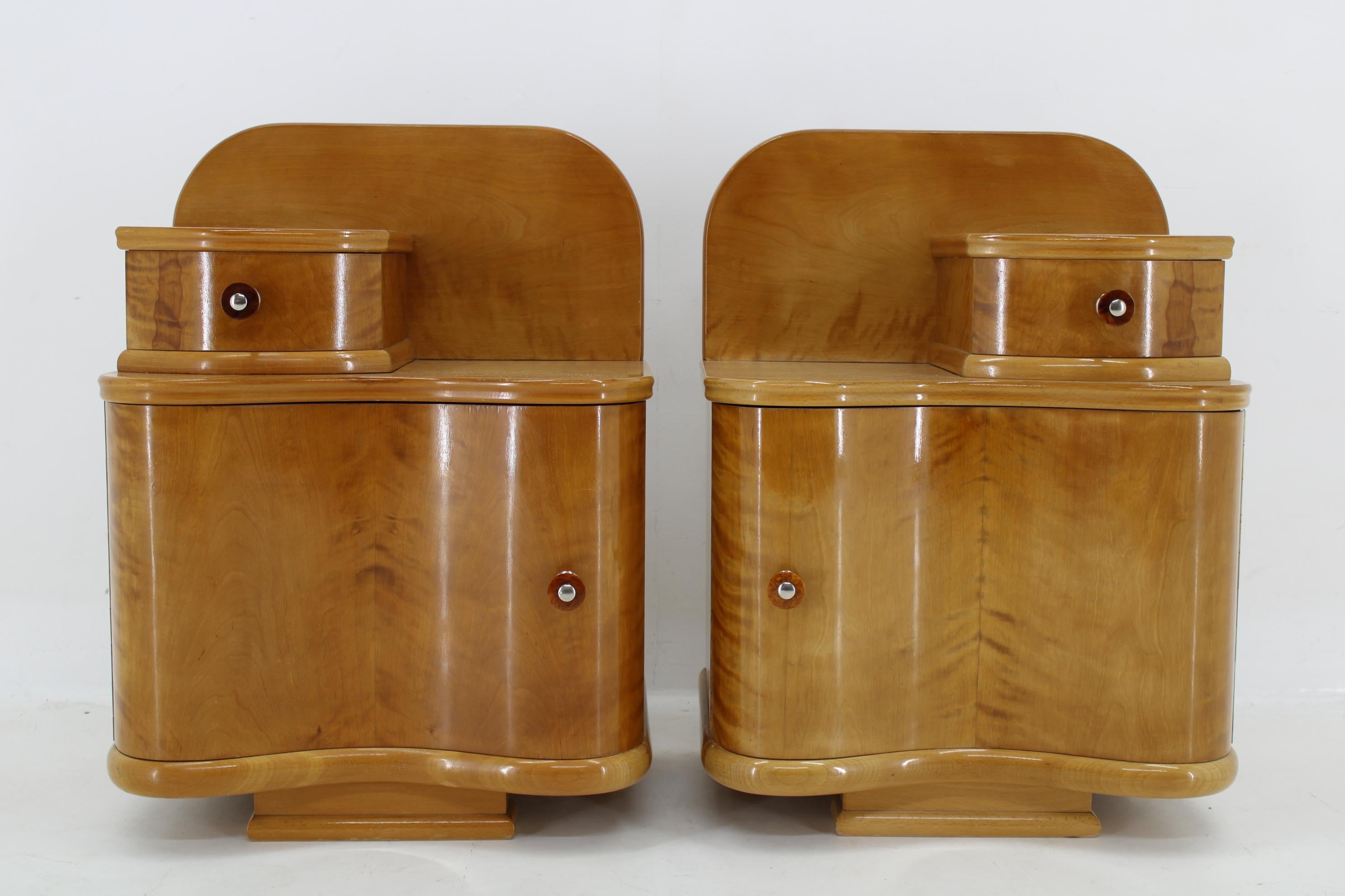 1950s Pair of Bedside Tables, Czechoslovakia In Good Condition For Sale In Praha, CZ